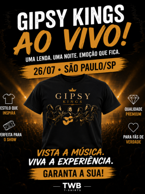 Camiseta Gipsy Kings Ao Vivo São Paulo 26/07 | Estampa Exclusiva Minimalista | 100% Algodão Premium Unissex
