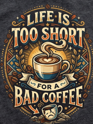 Camiseta Life is Too Short for a Bad Coffee
