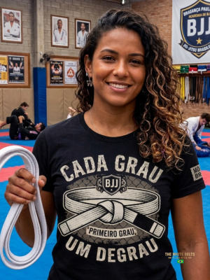 Camiseta Cada Grau um Degrau Faixa Branca Jiu Jitsu