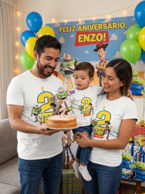 Camiseta Aniversário Toy Story Personalizada Infantil e Adulto | Festa Tema Desenho Animado