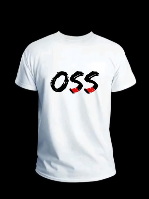 Camiseta OSS Branca Estampada | Camisa para Jiu-Jitsu, Karatê, Judô e Artes Marciais